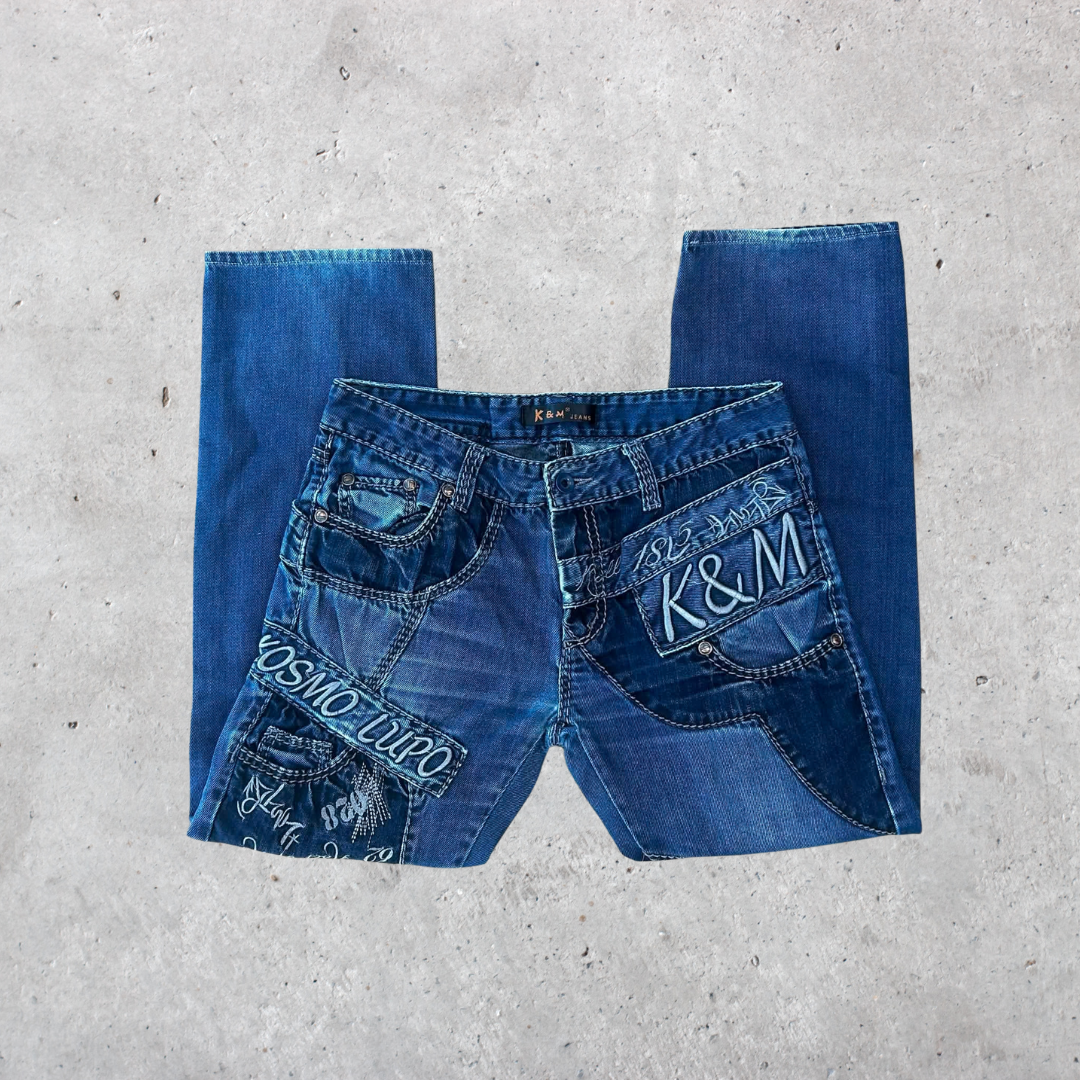 Kosmo Lupo Embroidered Straight Leg Jeans (Y2K) - 32"