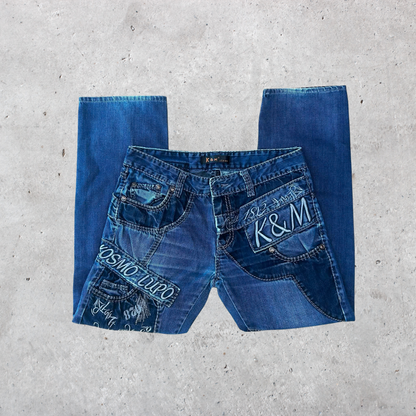 Kosmo Lupo Embroidered Straight Leg Jeans (Y2K) - 32"
