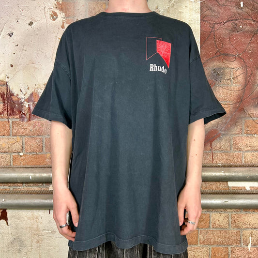 Rhude Black Track Logo T-Shirt - XXL