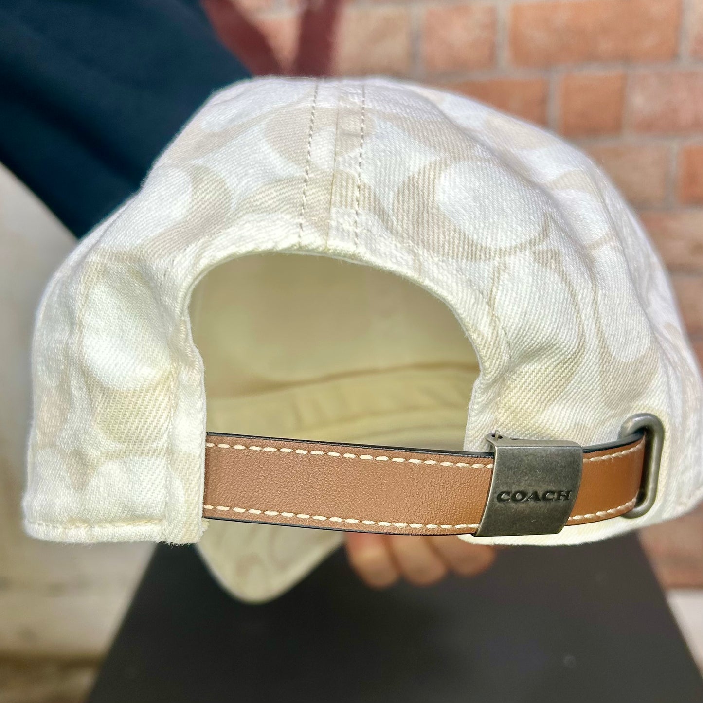 COACH Signature White Denim Baseball Cap (Y2K)