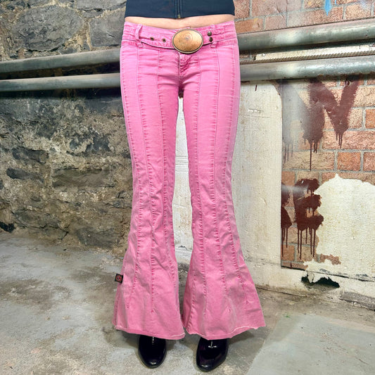 Sabbath - Pink Low Rise Flare Pants (Y2K) - 27"