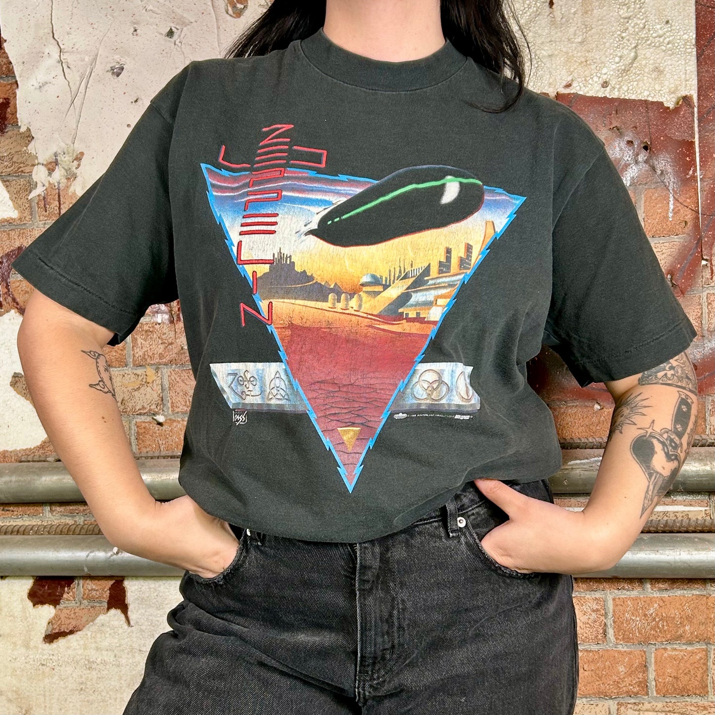 Led Zeppelin Airship Winterland Backstage Pass Vintage T-Shirt (1986) - L