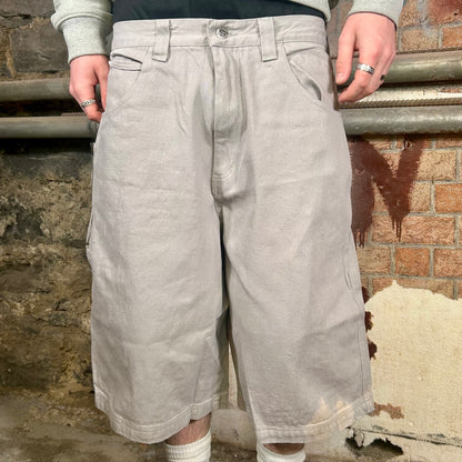 BOFF "Dirty Dirty"  Grey Embroidered Baggy Jorts (Y2K) - 34" or 40"