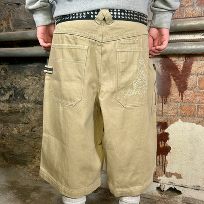BOFF « Dirty Dirty » Jean baggy beige à jambes larges (années 2000) - 91 cm