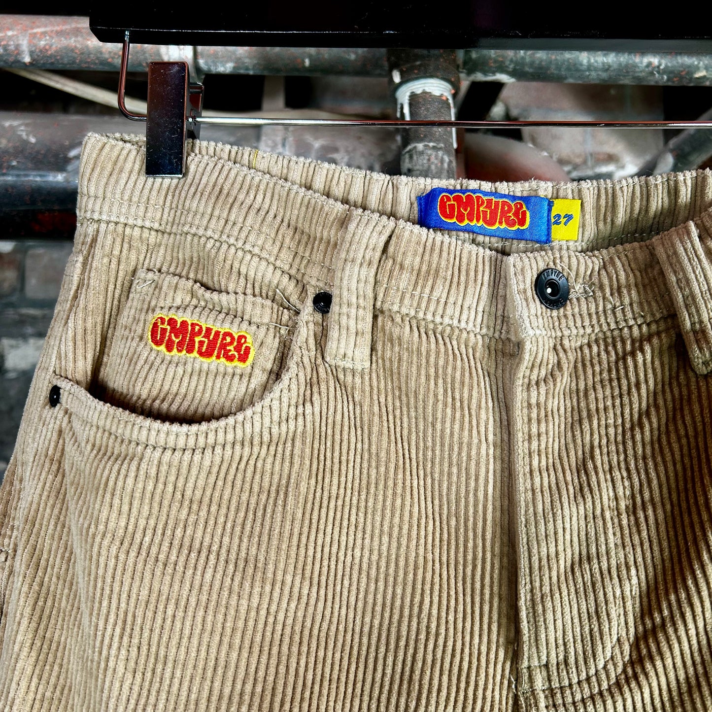 Empyre Loose Fit Beige Corduroy Pants (Y2K) - 27"