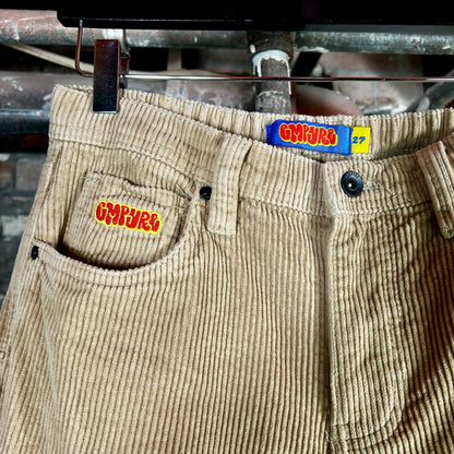 Empyre Loose Fit Beige Corduroy Pants (Y2K) - 27"