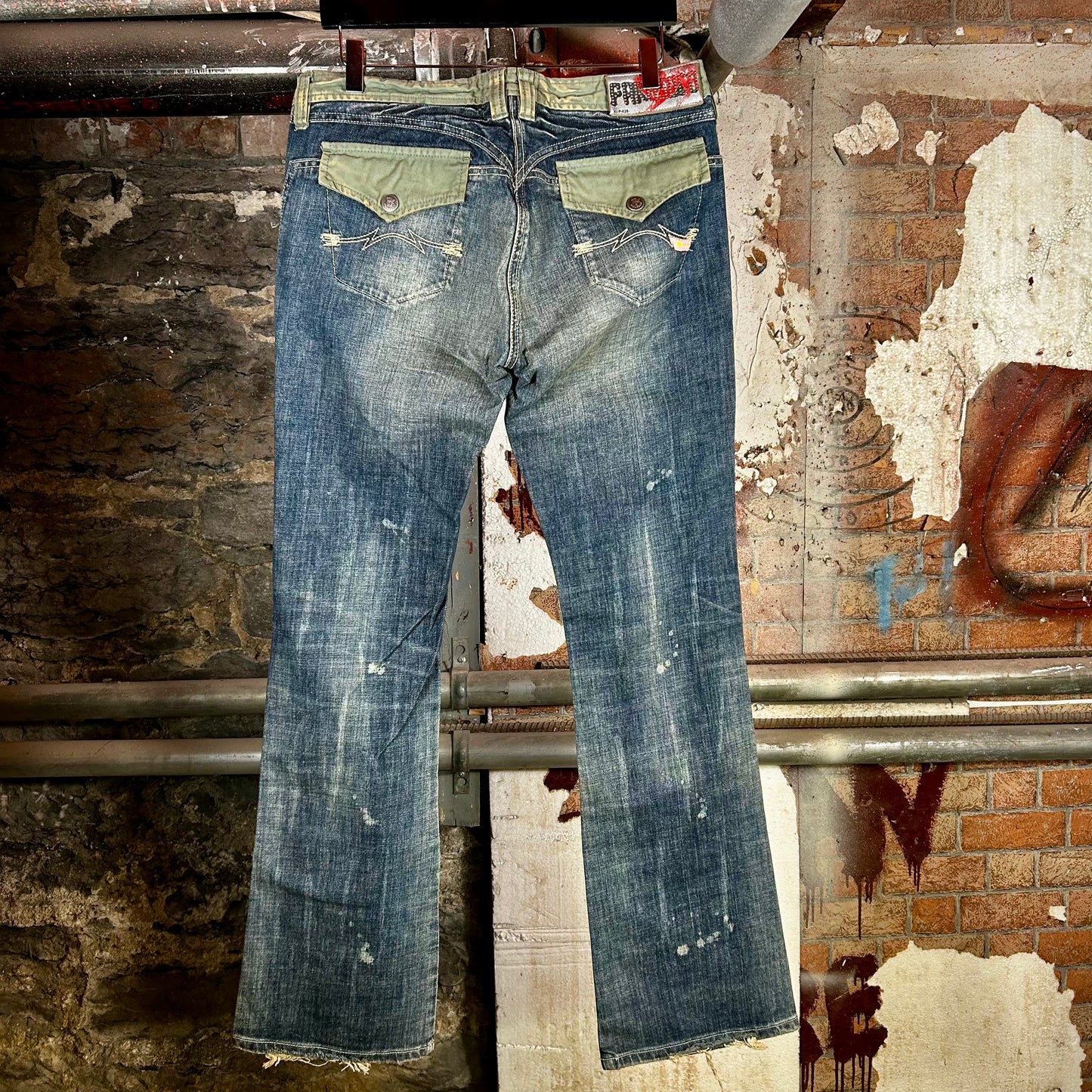 Parasuco Green Detailing Flare Denim Deadstock Jeans (Y2K) - 30"