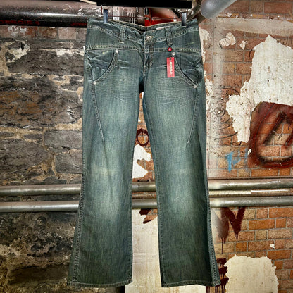 Buffalo "Peace" Flare Denim Deadstock Jeans (Y2K) - 29" or 32"
