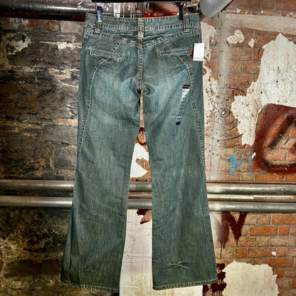 Buffalo "Peace" Flare Denim Deadstock Jeans (Y2K) - 29" or 32"