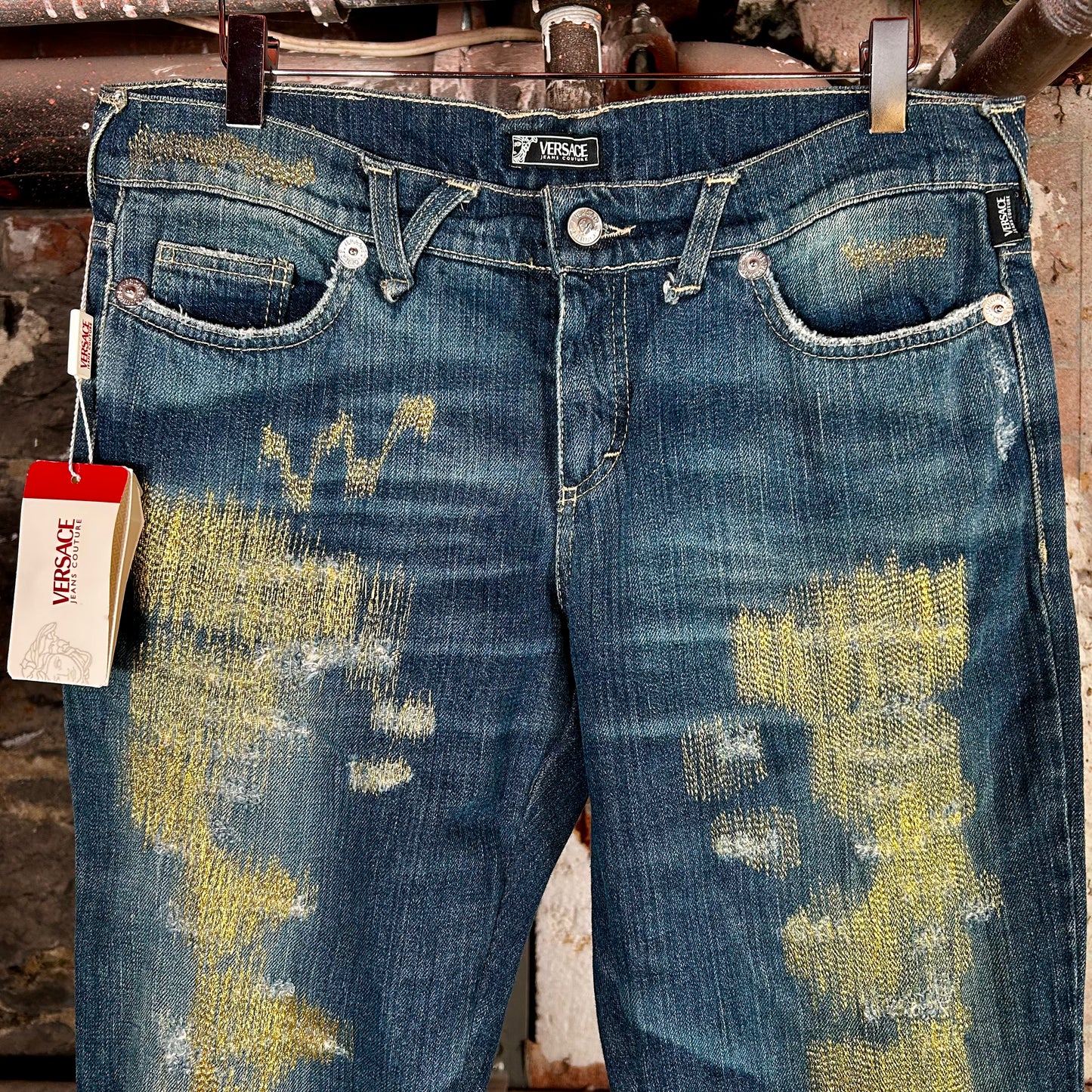 Jean Versace Jeans Couture bleu denim - Fabriqué en Italie (années 2000) - 26 pouces