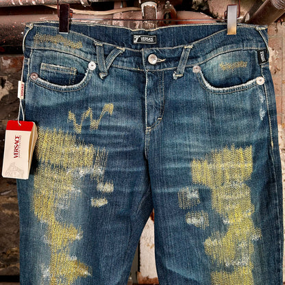 Jean Versace Jeans Couture bleu denim - Fabriqué en Italie (années 2000) - 26 pouces