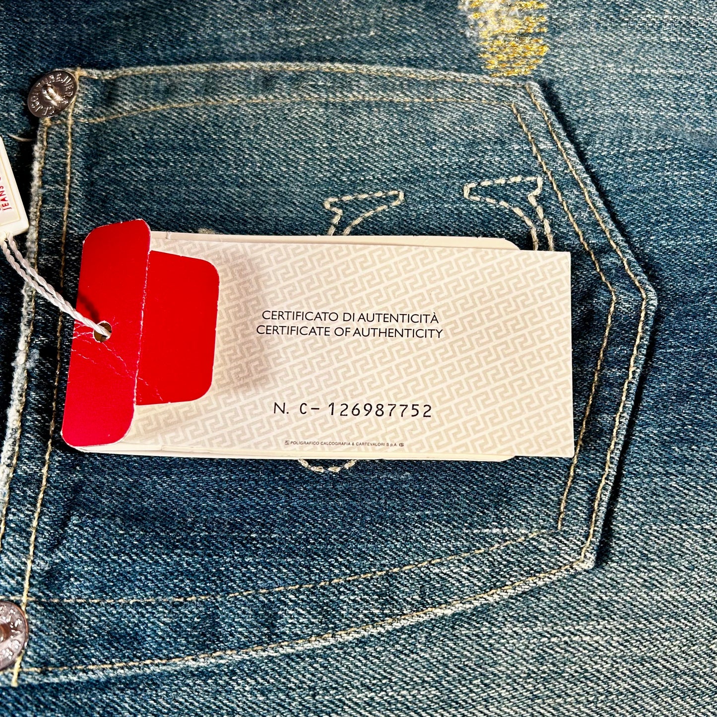 Jean Versace Jeans Couture bleu denim - Fabriqué en Italie (années 2000) - 26 pouces
