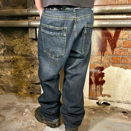 No Fear Embroidered Baggy Denim Jeans (Y2K) - 38"
