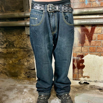 No Fear Embroidered Baggy Denim Jeans (Y2K) - 38"