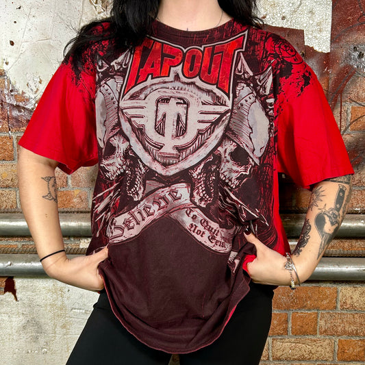 TAPOUT Red & Black Graphic T-Shirt - Made in USA (Y2K) - XXL