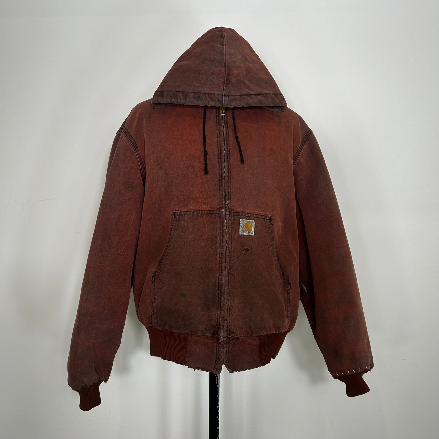 Vintage Carhartt Faded Brick Red Quilted Active Hooded Jacket (Y2K) - M