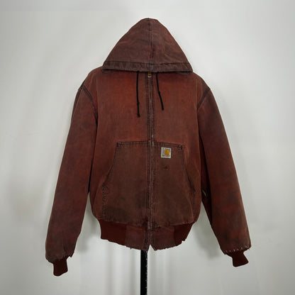 Vintage Carhartt Faded Brick Red Quilted Active Hooded Jacket (Y2K) - M