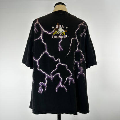 American Eagles Thunder "The Legend Lives" Vintage Single Stitch Black Graphic T-Shirt (90s) - XXL