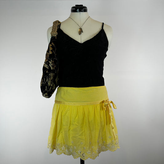 TWIK Vintage Yellow & White Floral Mini Skirt  - 28"